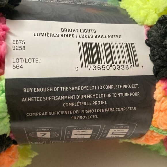 Red Heart Pomp A Doodle Jumbo Yarn Bright Lights Neon Black Pom Pom - Picture 6 of 13